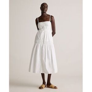 Quince White Tiered Cotton Midi Sundress